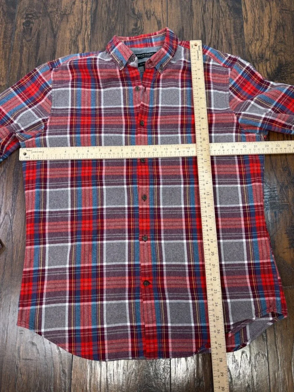 Banana Republic Flannel‎ Shirt Medium Red Plaid Camden Fit Luxe Cotton Men's